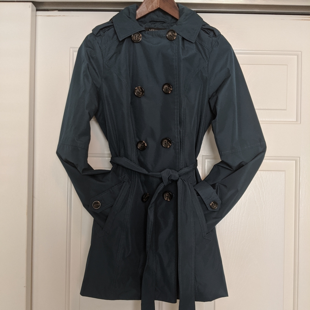 Shayla Contrast Collar Rainwear Trench